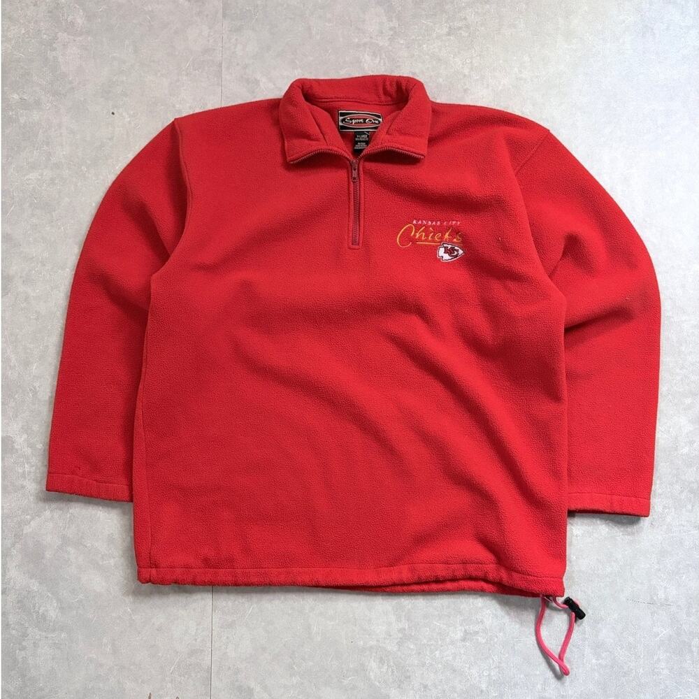 90s Vintage Kansas City Chiefs Embroidered Red Fleece -XL